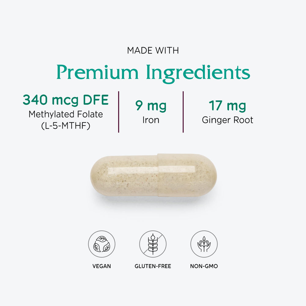 Vitanica Maternal Symmetry label packaging indicating vegan-friendly prenatal vitamins.