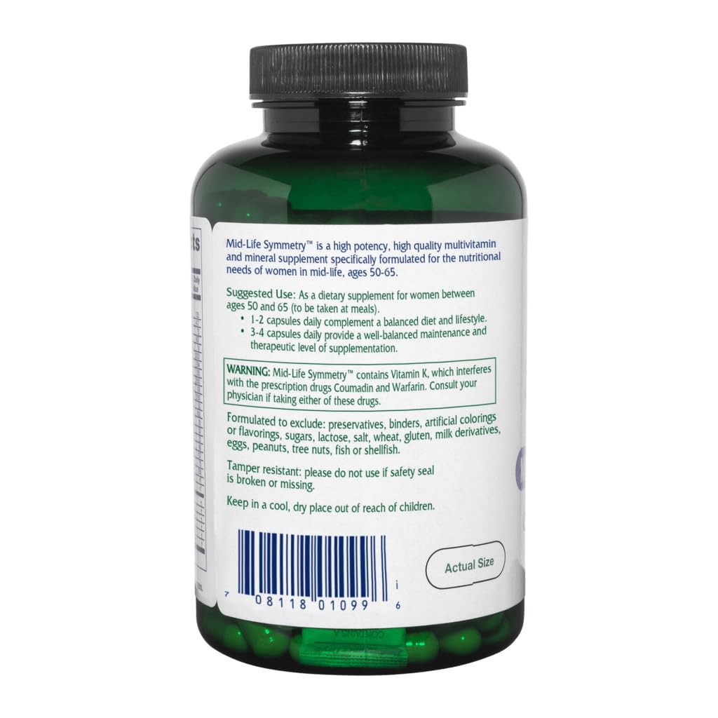 Vitanica Mid-Life Symmetry label view confirms vegan formula and natural ingredients.
