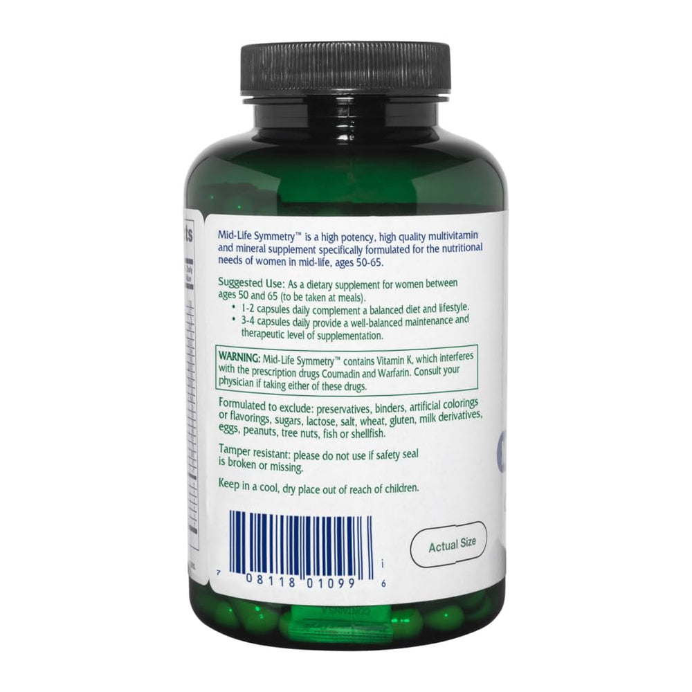 Vitanica Mid-Life Symmetry label view confirms vegan formula and natural ingredients.