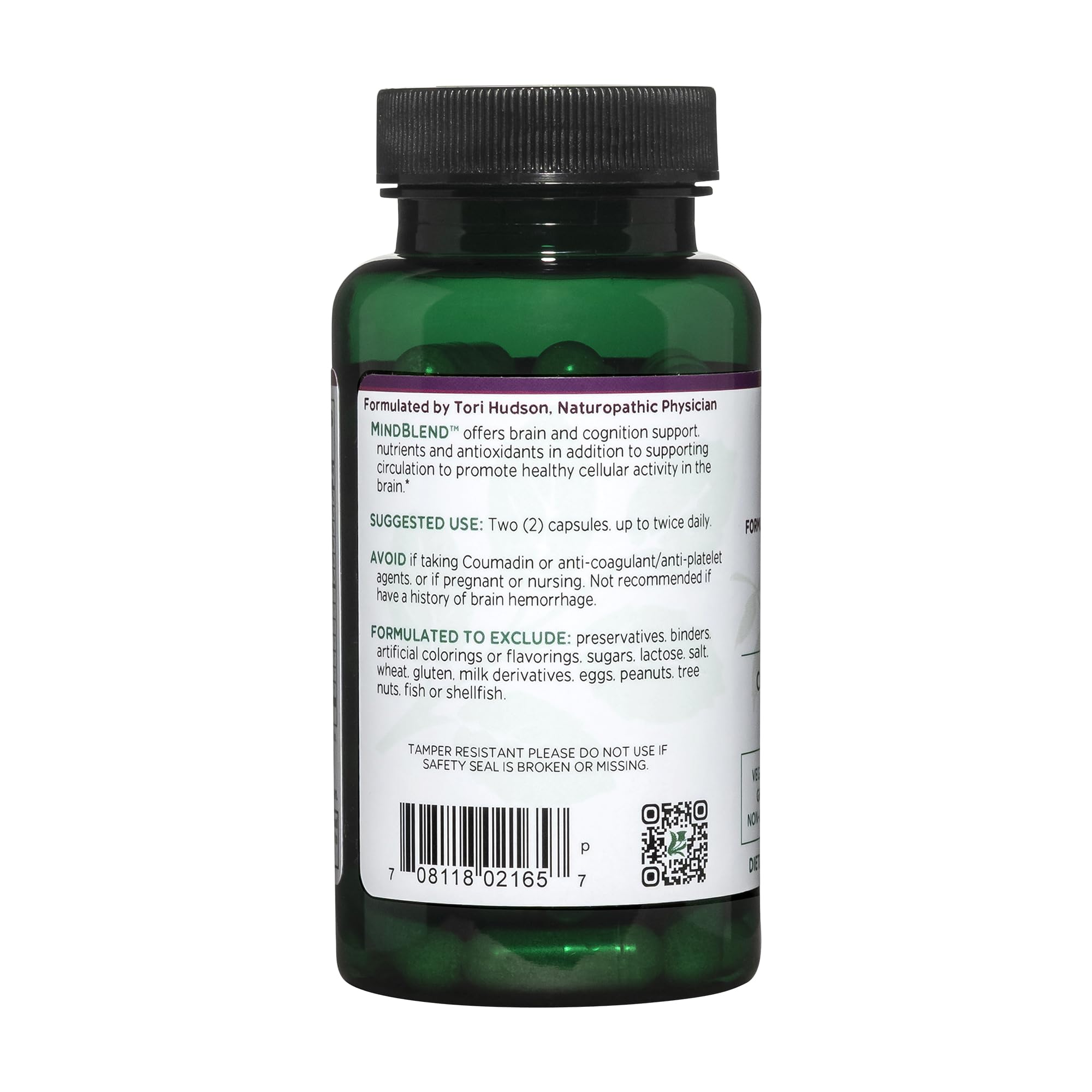 Vitanica MindBlend label emphasizes vegetarian-friendly formula