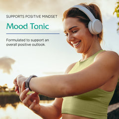 Vitanica Mood Tonic label close-up shows clean, additive-free ingredients.