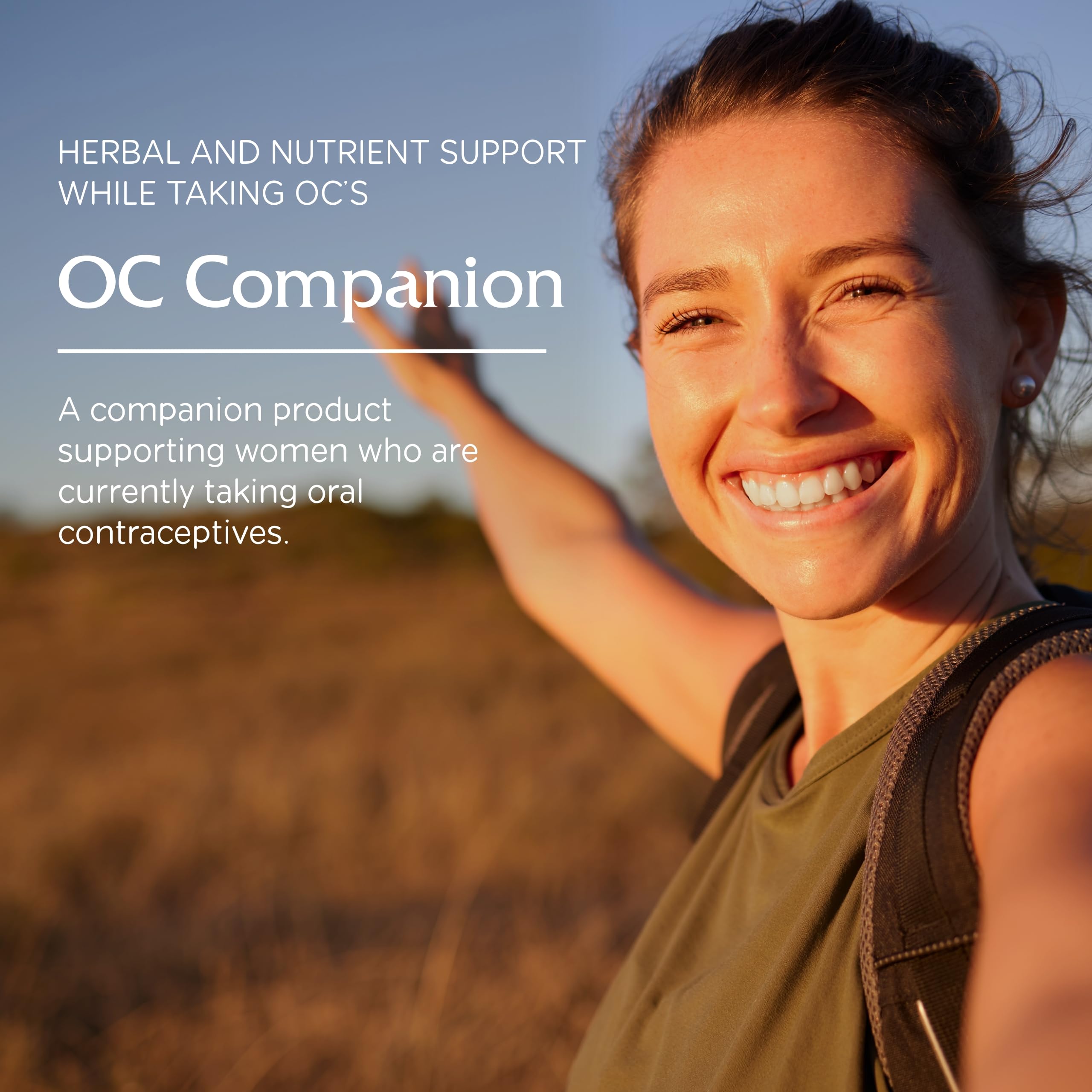 Vitanica OC Companion capsules closeup highlights convenient daily dosage.