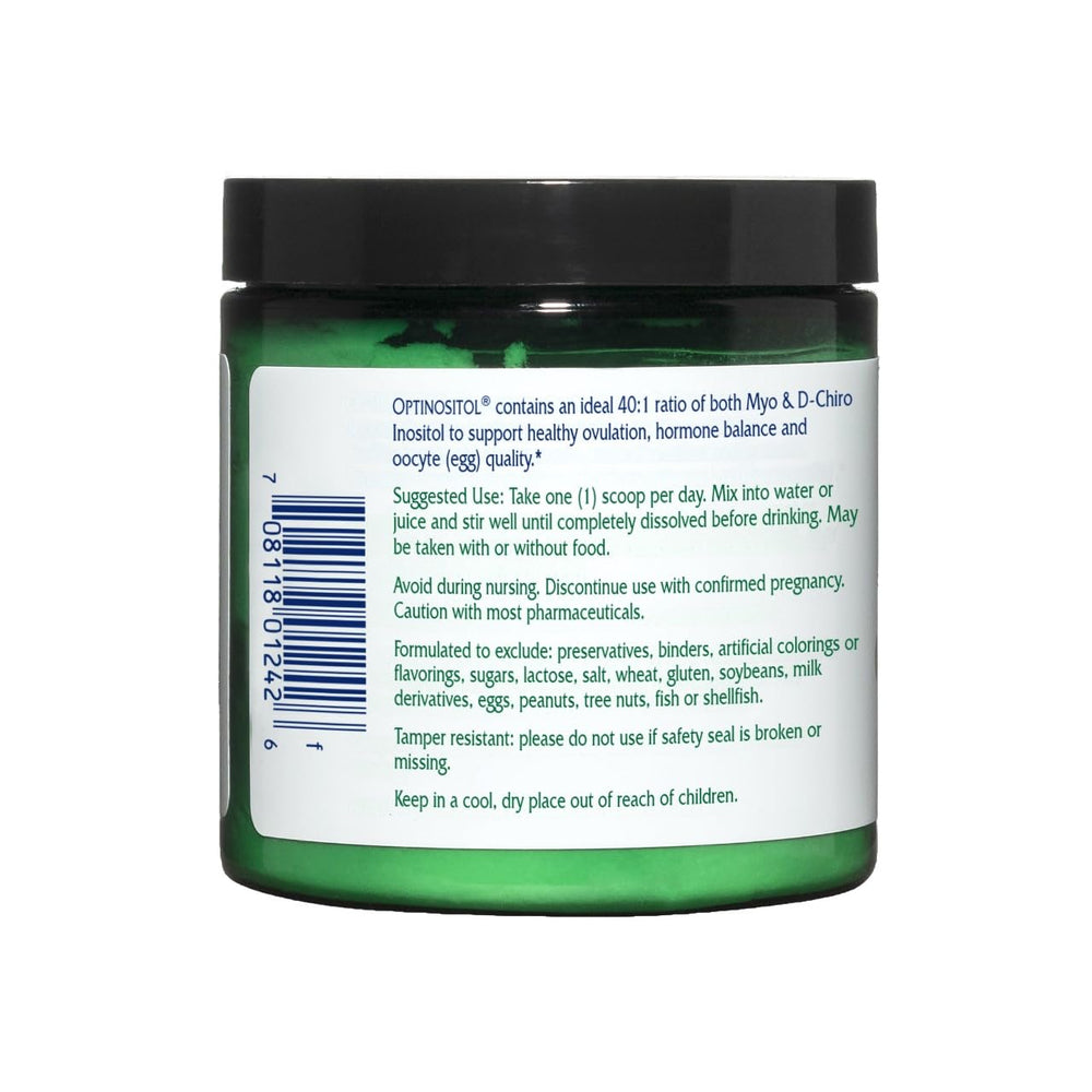 Optinositol ingredient label shows vegan, non-GMO, allergen-free formula