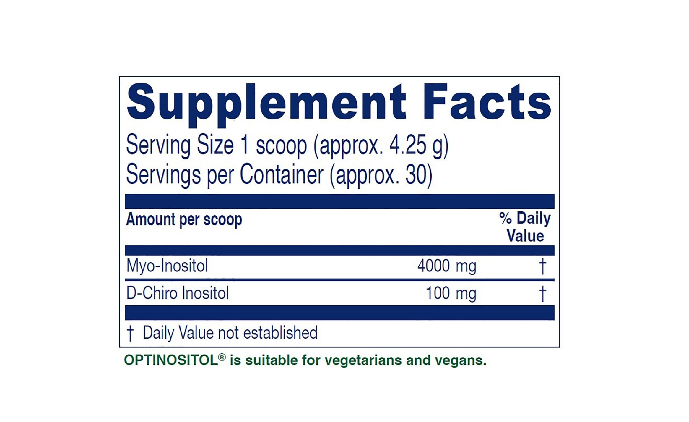 Optinositol scoop beside bottle for easy daily intake