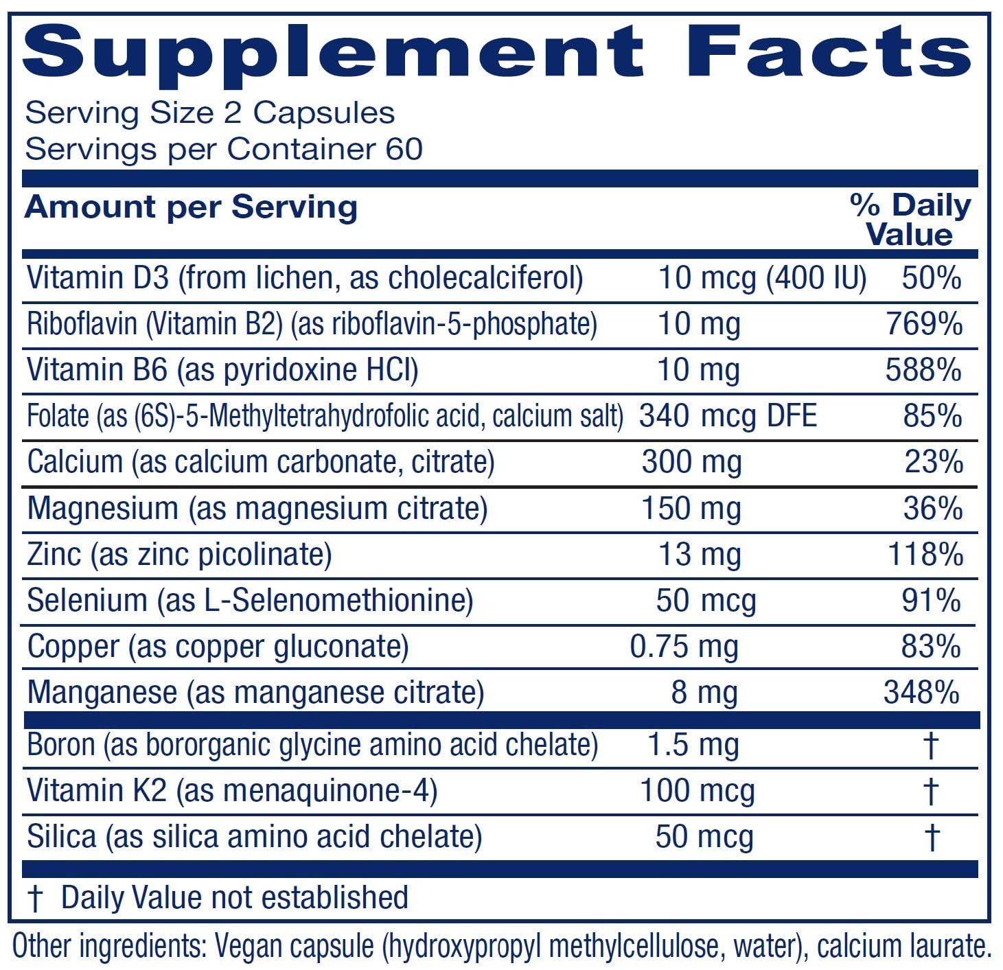 Vitanica OsteoBlend label highlighting vegan non-GMO formulation for bone support