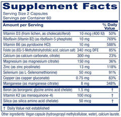 Vitanica OsteoBlend label highlighting vegan non-GMO formulation for bone support