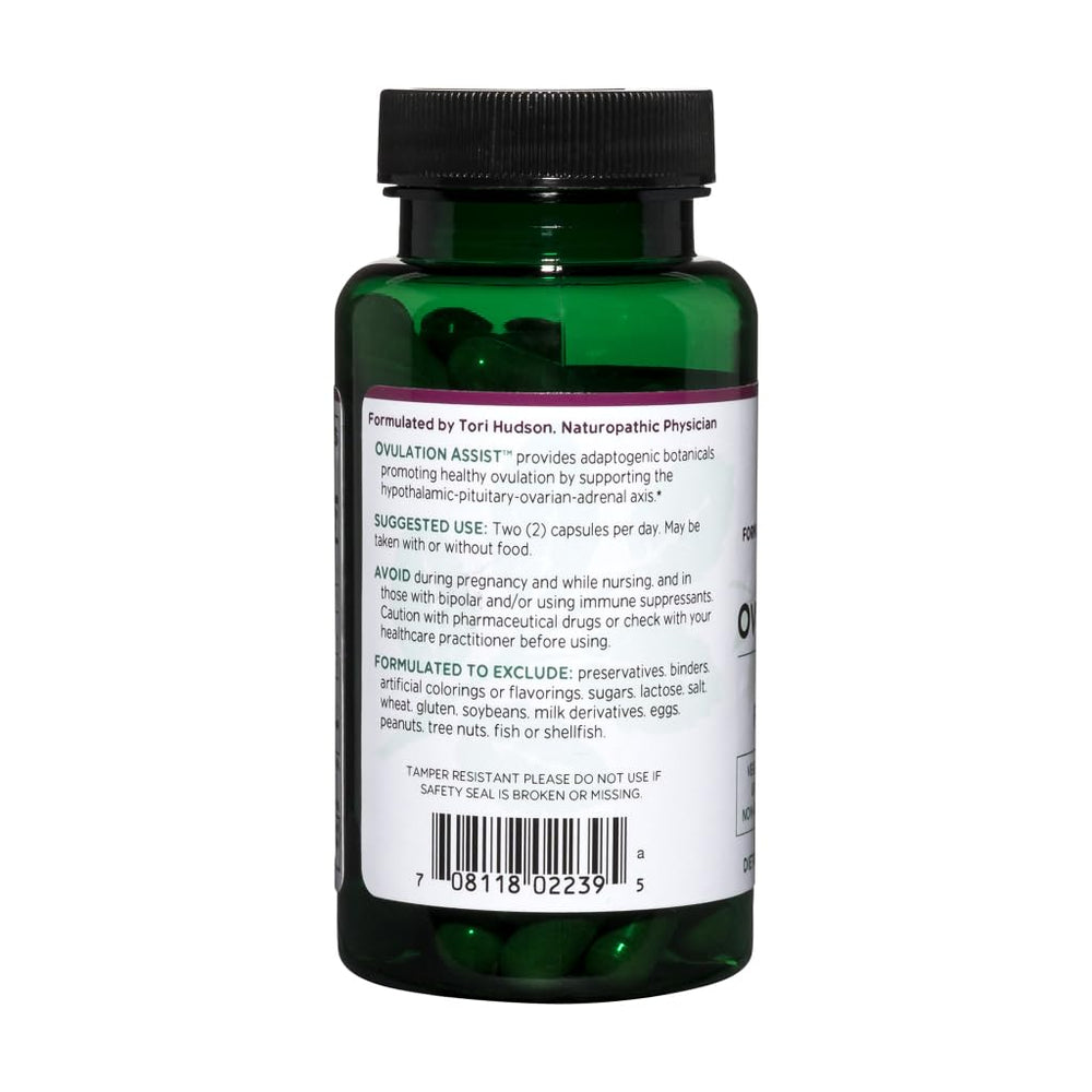 Vitanica Ovulation Assist label shown, reflecting clean ingredients and vegan capsule formula.