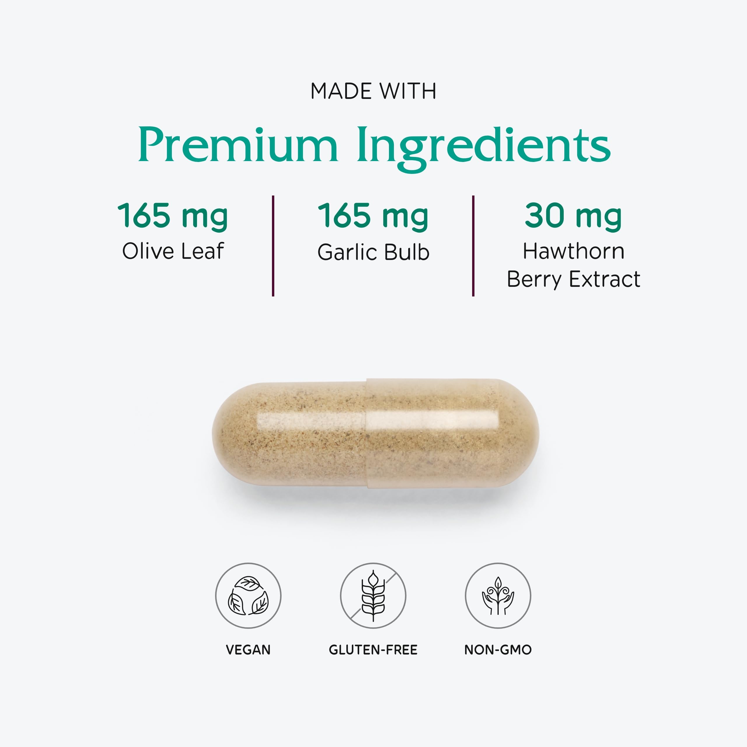 Bottle with dosage guidance up to three capsules daily