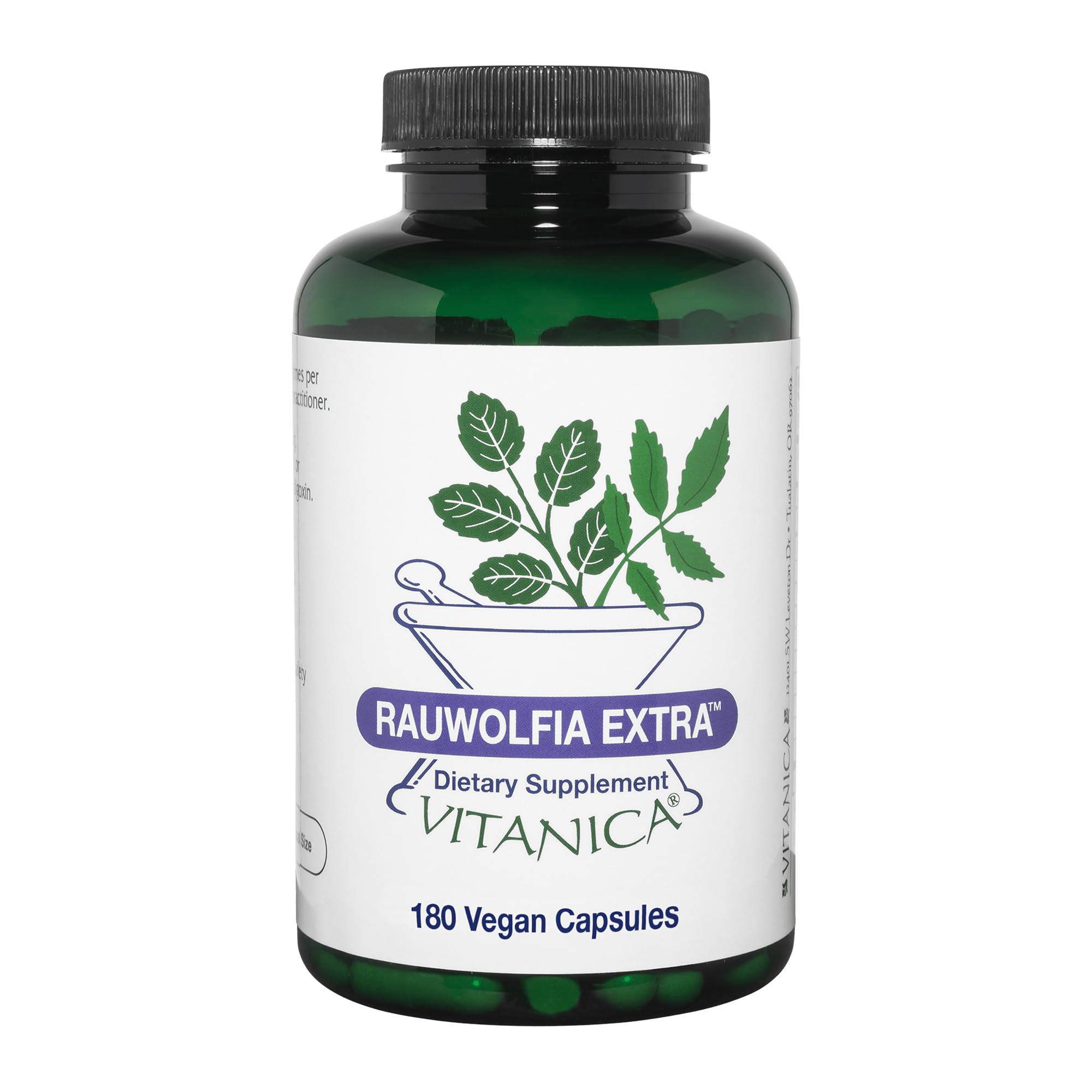 Vitanica Rauwolfia Extra bottle with capsules suggesting cardiovascular support.