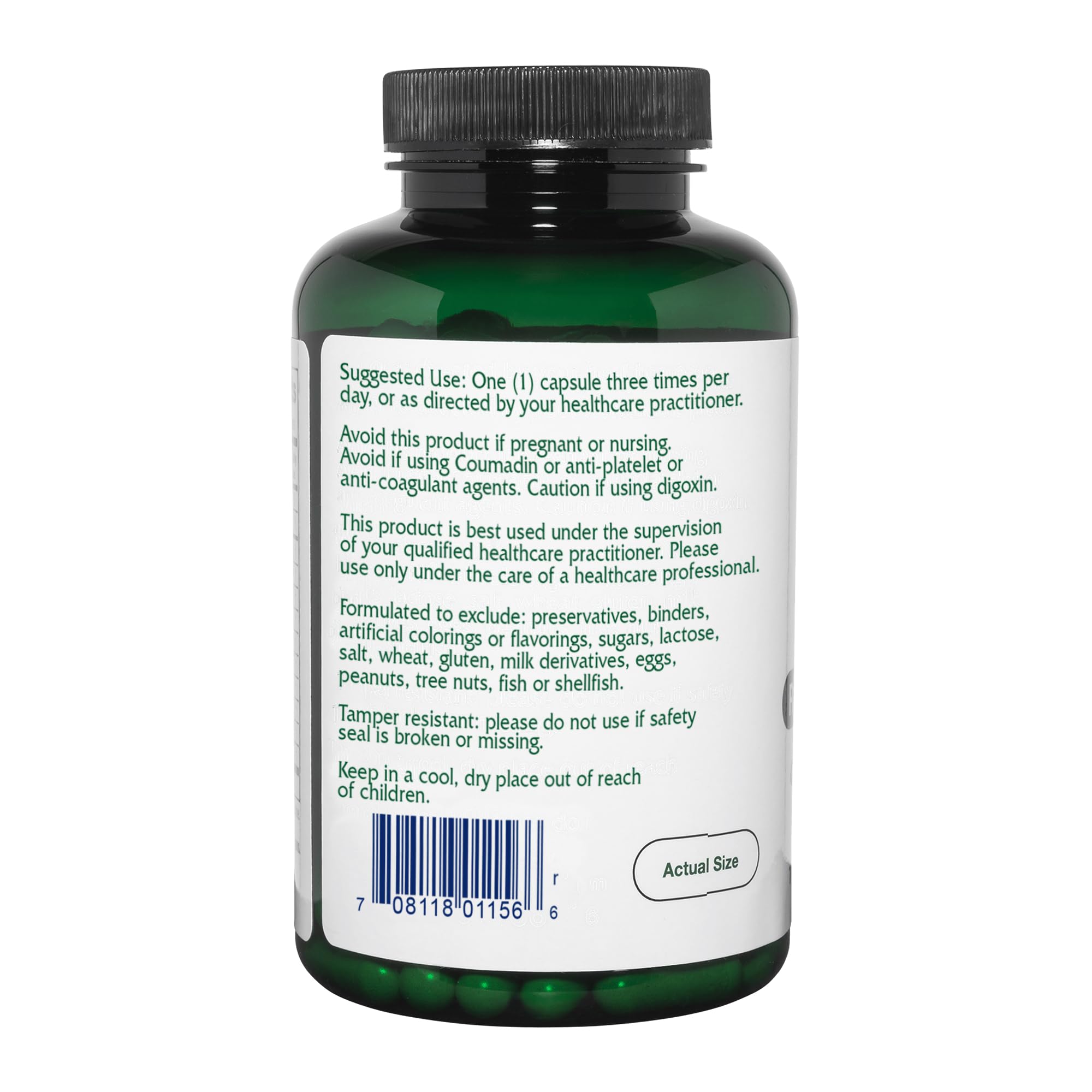 Label close-up showing CoQ10 and arjuna ingredients for heart support potential.