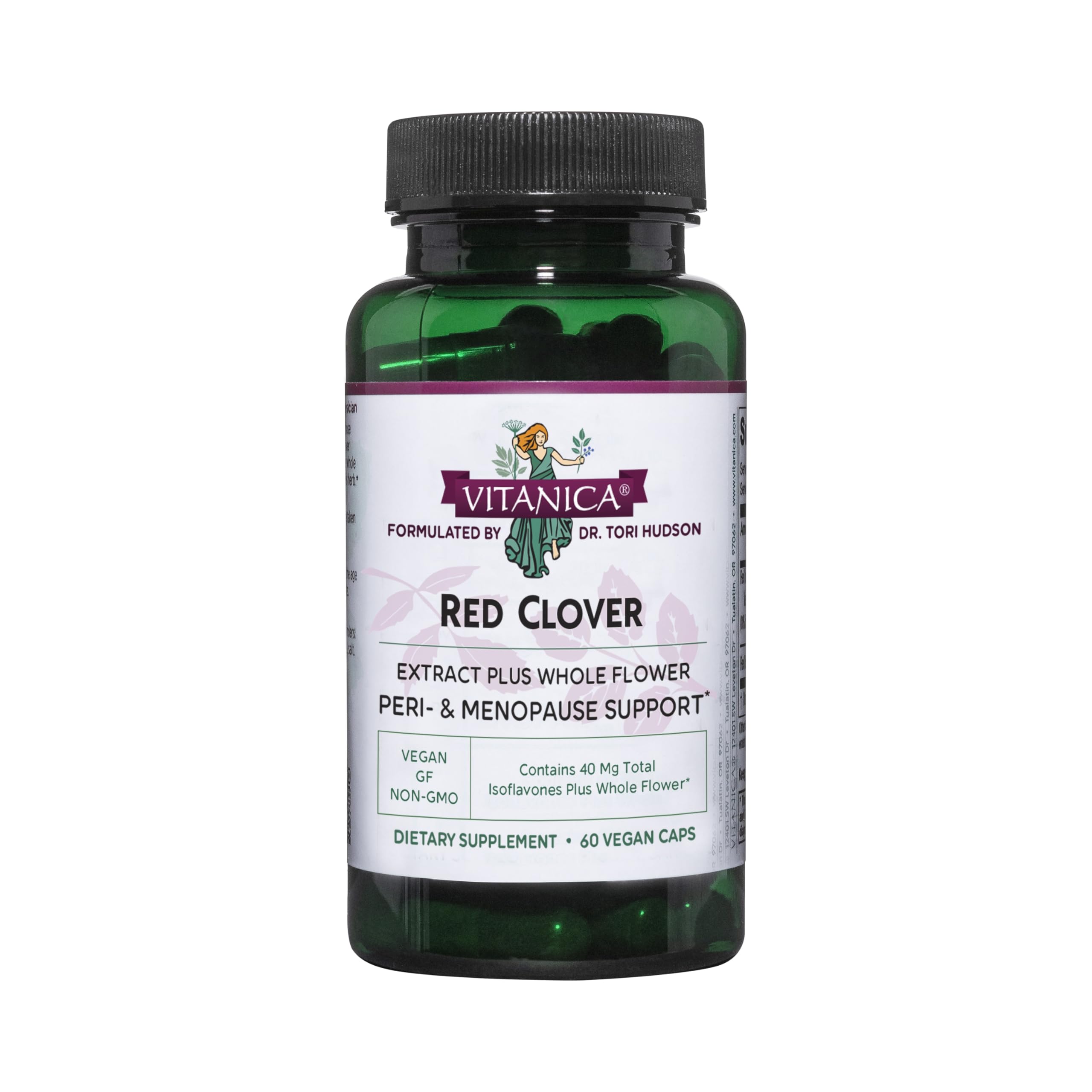 Vitanica red-clover bottle capsules convey convenient daily support.