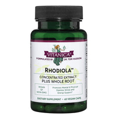 Vitanica Rhodiola Rosea bottle ready for daily calm and mental focus.