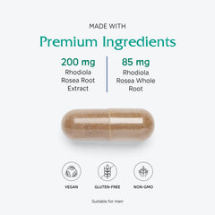 Vitanica Rhodiola Rosea bottle scene for daily wellness routine