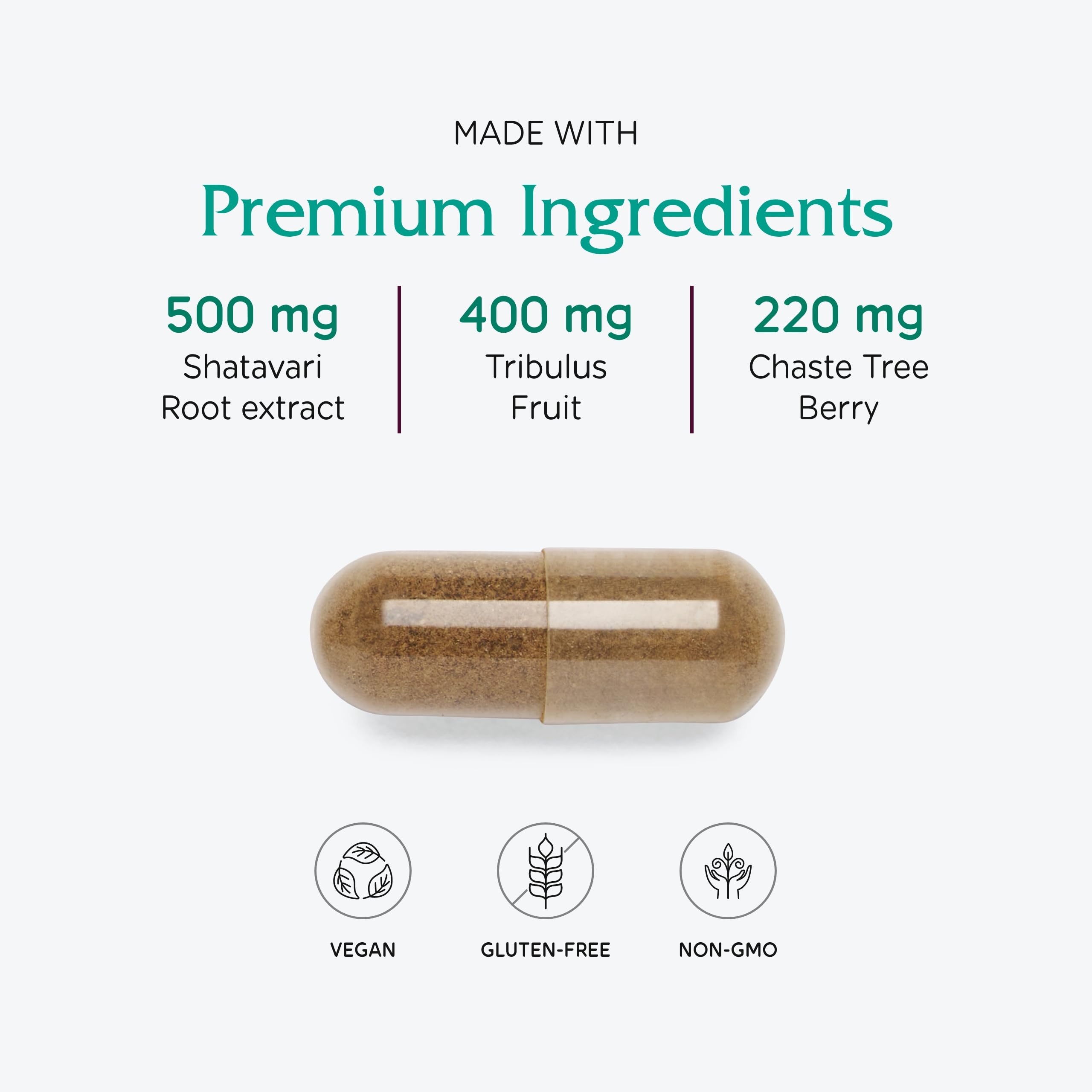 Vitanica Ovulation Assist ingredients panel featuring shatavari and tribulus for balance.