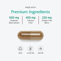 Vitanica Ovulation Assist ingredients panel featuring shatavari and tribulus for balance.