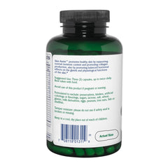 Vitanica Skin Assist capsules closeup highlighting vegan, non-GMO ingredients for skin support.