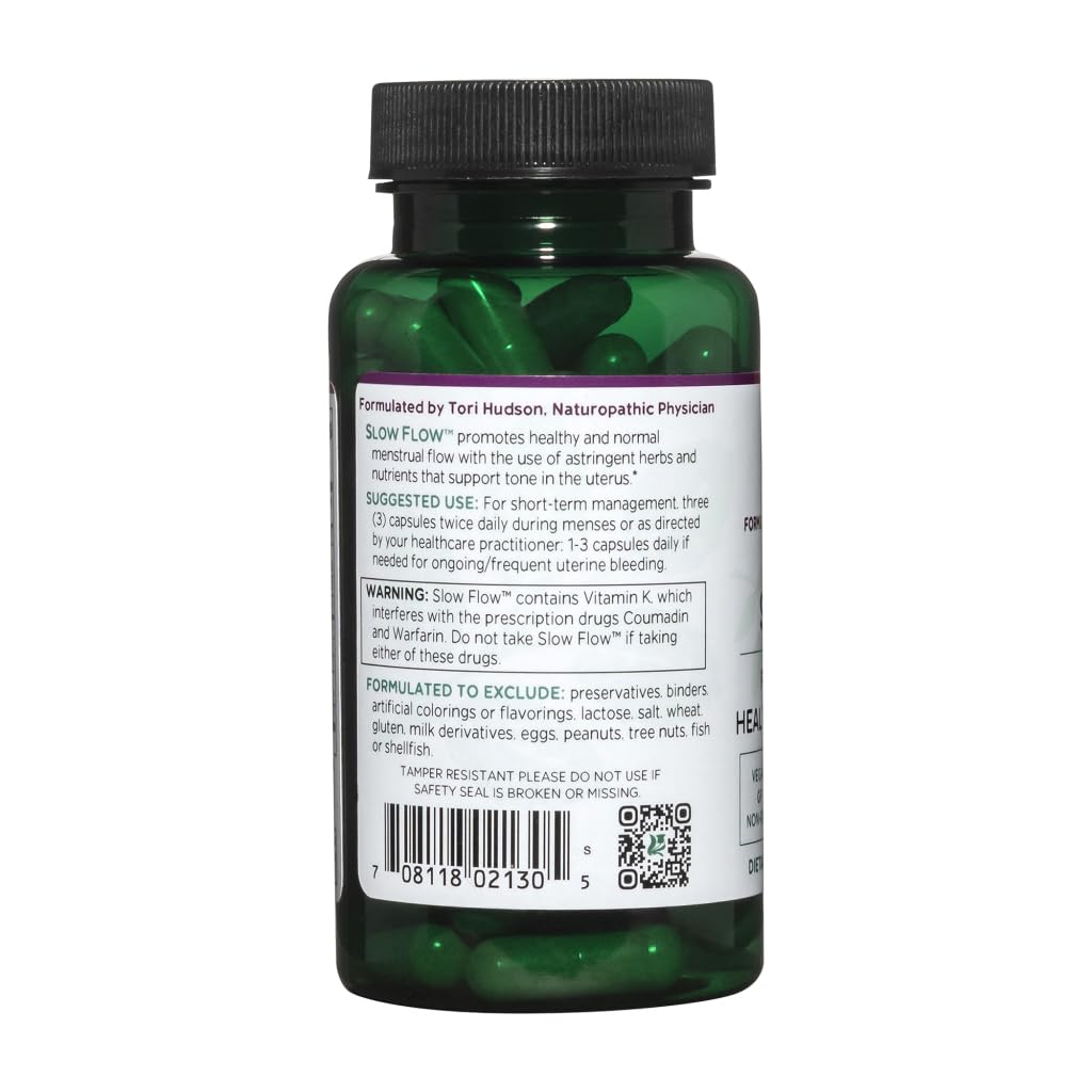 Vitanica Slow Flow label close-up highlighting ingredients.