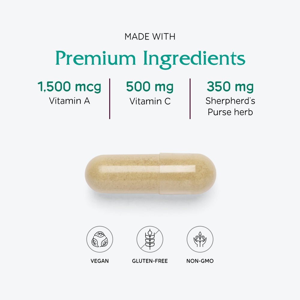 Vitanica Slow Flow packaging on shelf emphasizing vegan formula.