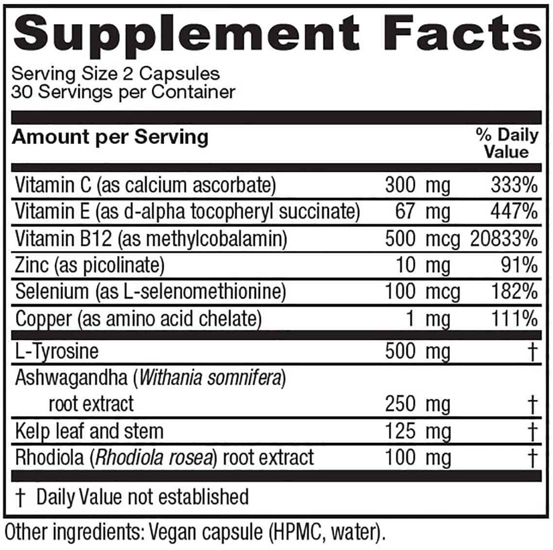 Close-up of ThyroFem capsules highlighting vegan, easy-to-swallow capsules