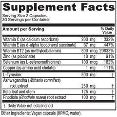 Close-up of ThyroFem capsules highlighting vegan, easy-to-swallow capsules