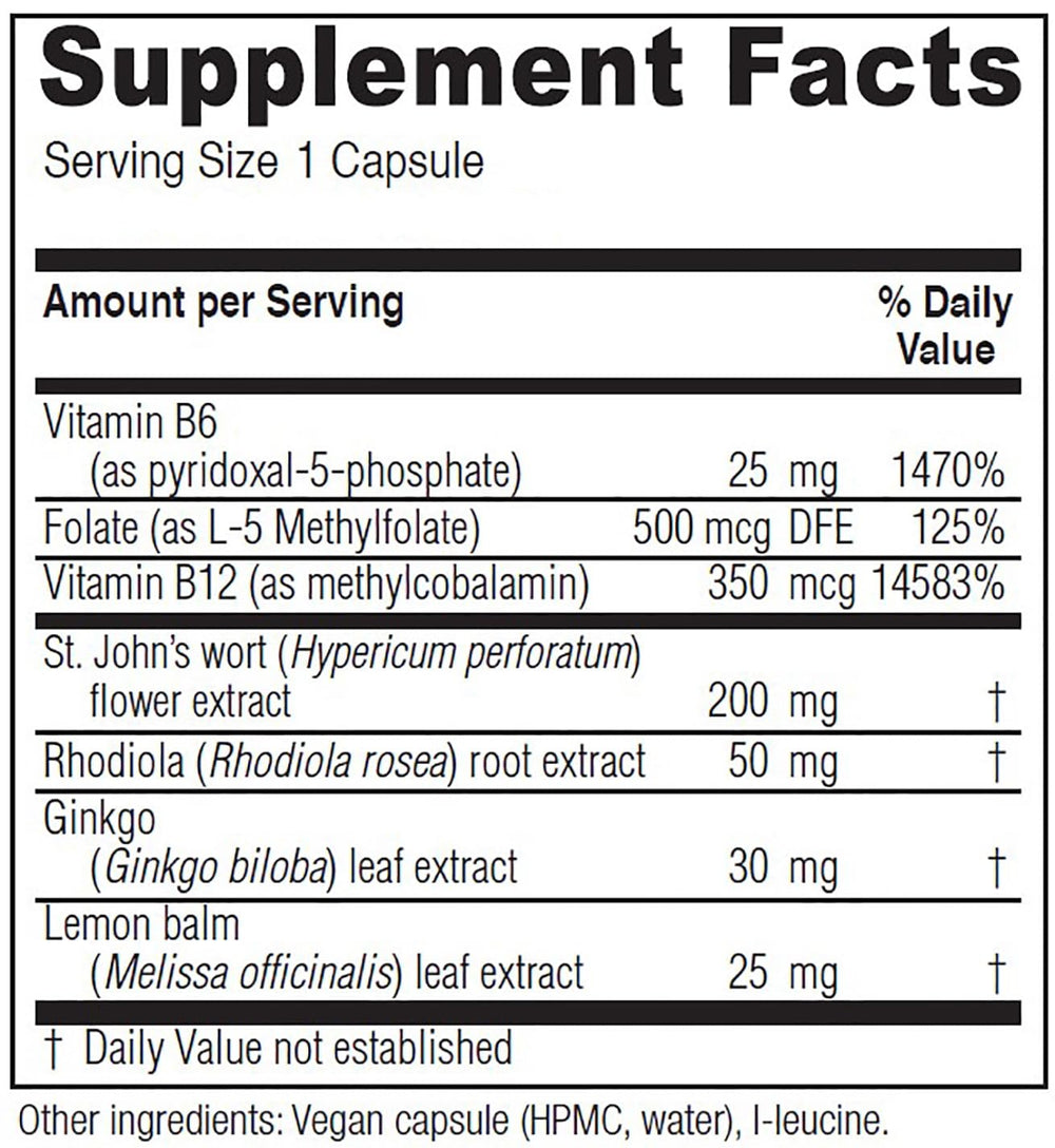 Vitanica Uplift bottle label closeup highlighting B vitamins and L-5-MTHF for energy support.
