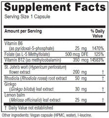 Vitanica Uplift bottle label closeup highlighting B vitamins and L-5-MTHF for energy support.