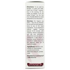 Close-up of Vitanica V-Fresh suppositories designed for gentle pH support.