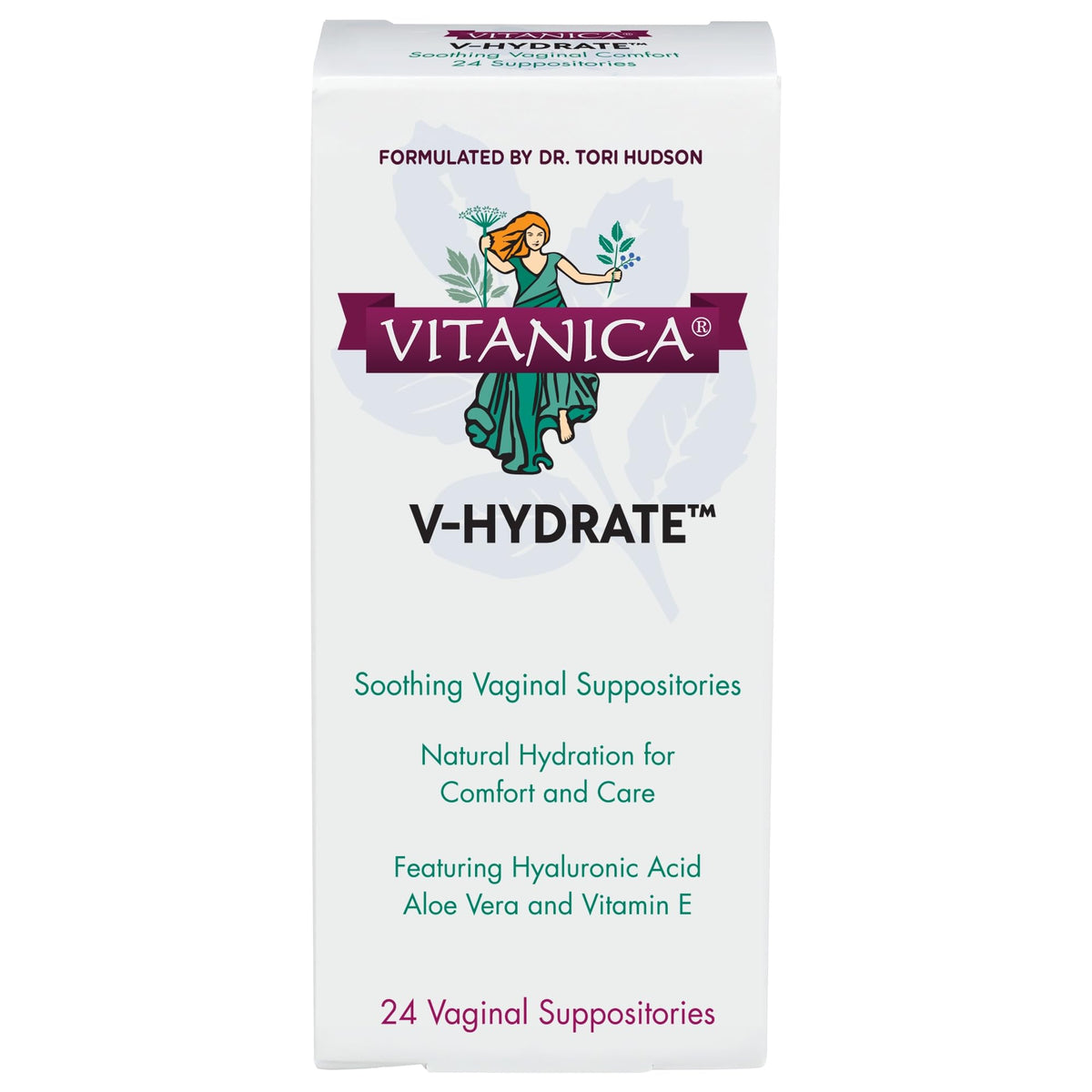 Vitanica V-Hydrate packaging highlights plant-based moisture support.