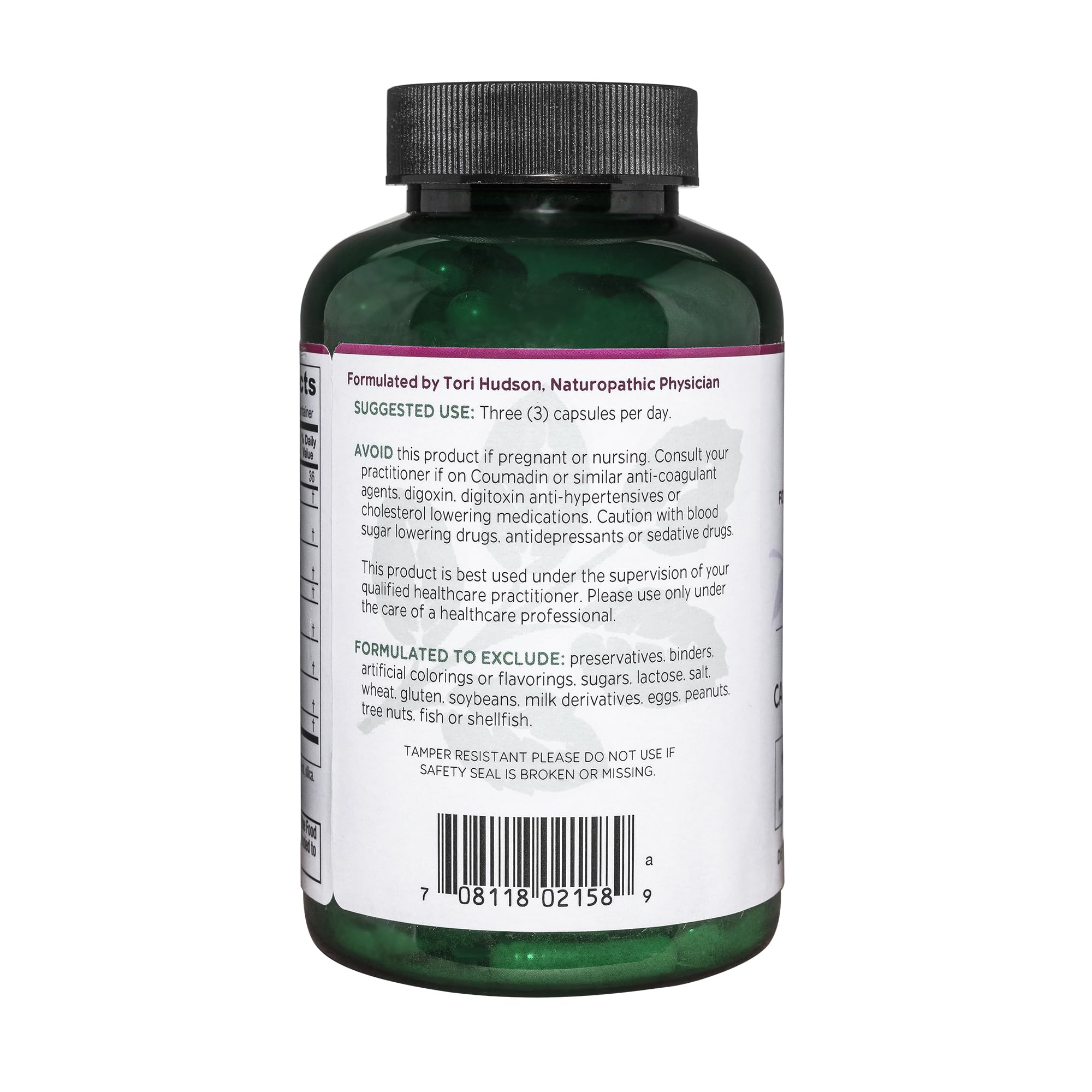 Vitanica VasoBlend ingredients list emphasizing natural botanicals like CoQ10 and magnesium.