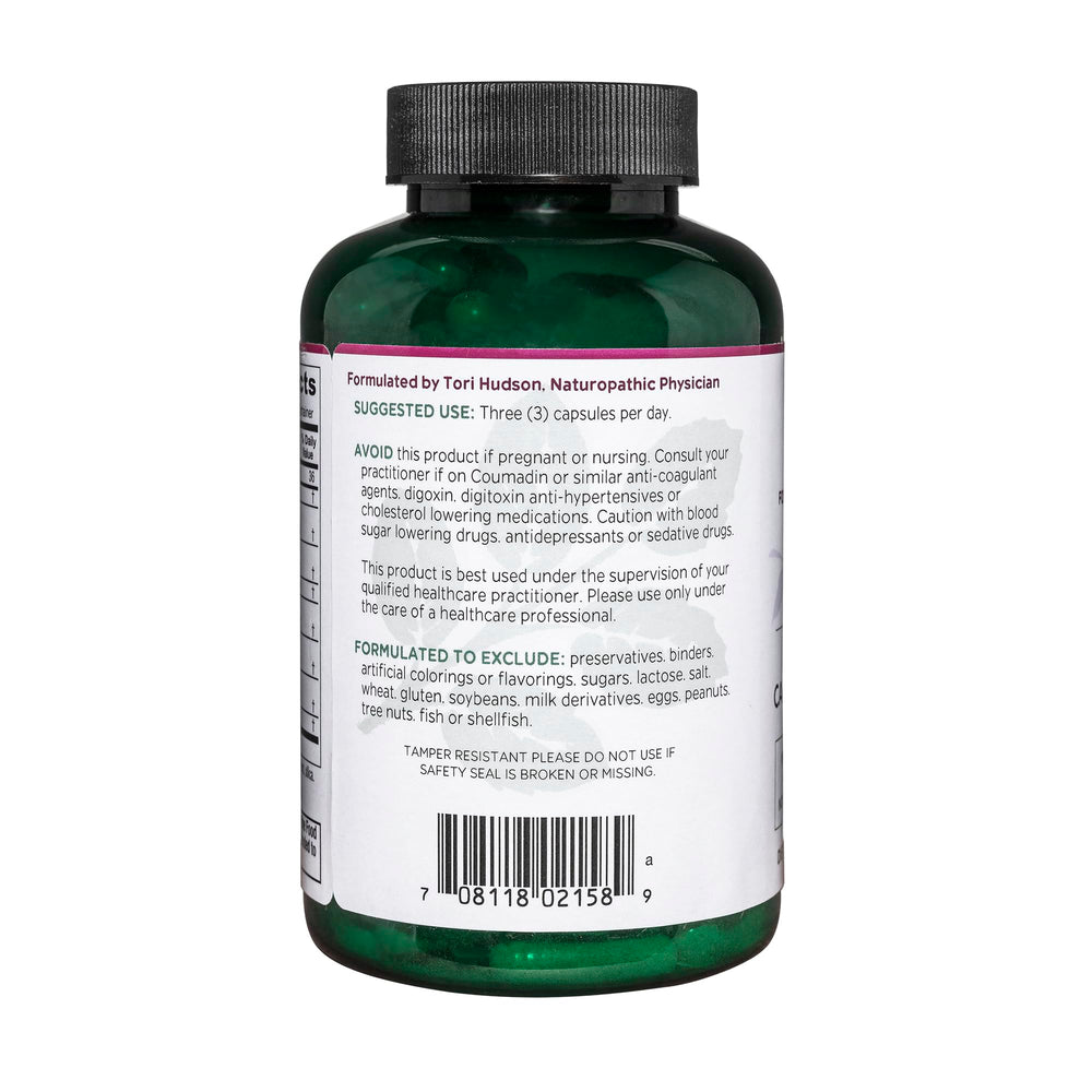 Vitanica VasoBlend ingredients list emphasizing natural botanicals like CoQ10 and magnesium.