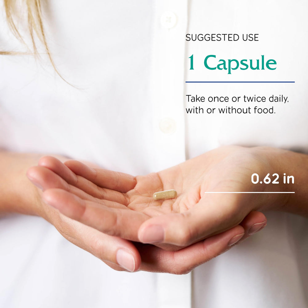 Vegan capsules on label highlighting plant-based menopause support option.