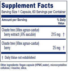 Vitanica Vitex Extract Plus label highlighting herbal blend for balanced cycles