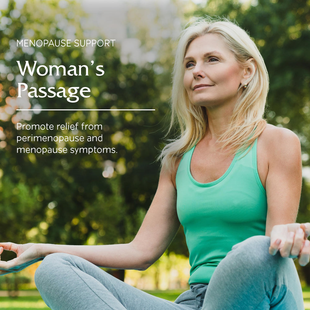 Product on shelf with simple branding emphasizing vegan, plant-based menopause support.