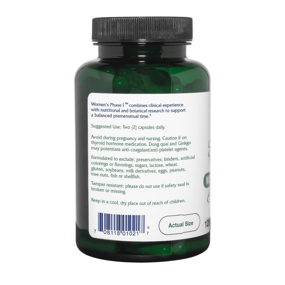 Label detail of Vitanica Phase I emphasizing vegan formula and clean ingredients.