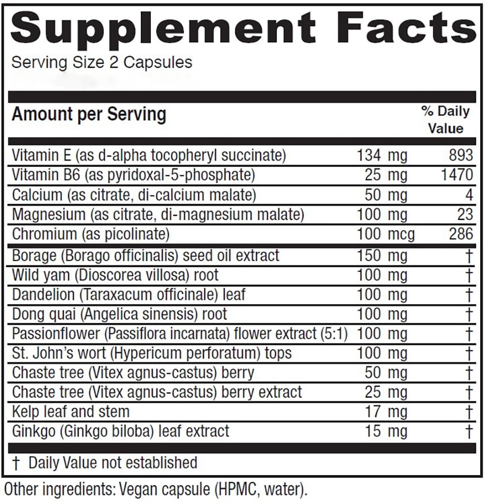 Vitanica Women's Phase I capsules close-up showcasing vegan premenstrual support.