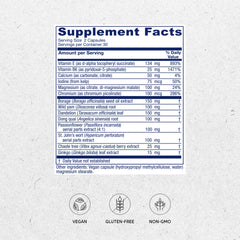 Vitanica Women's Phase I capsules close-up showing vegan capsules for cycle balance.