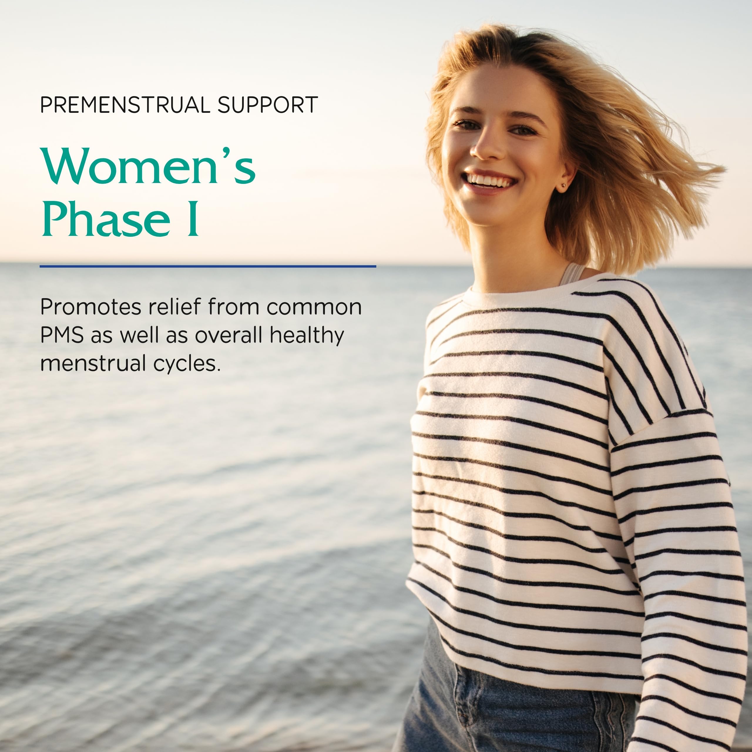 Vitanica Phase I packaging highlighting plant-based ingredients for PMS support.