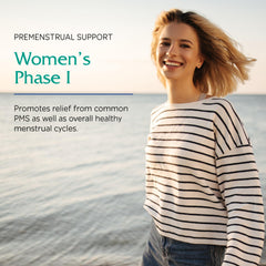 Vitanica Phase I packaging highlighting plant-based ingredients for PMS support.