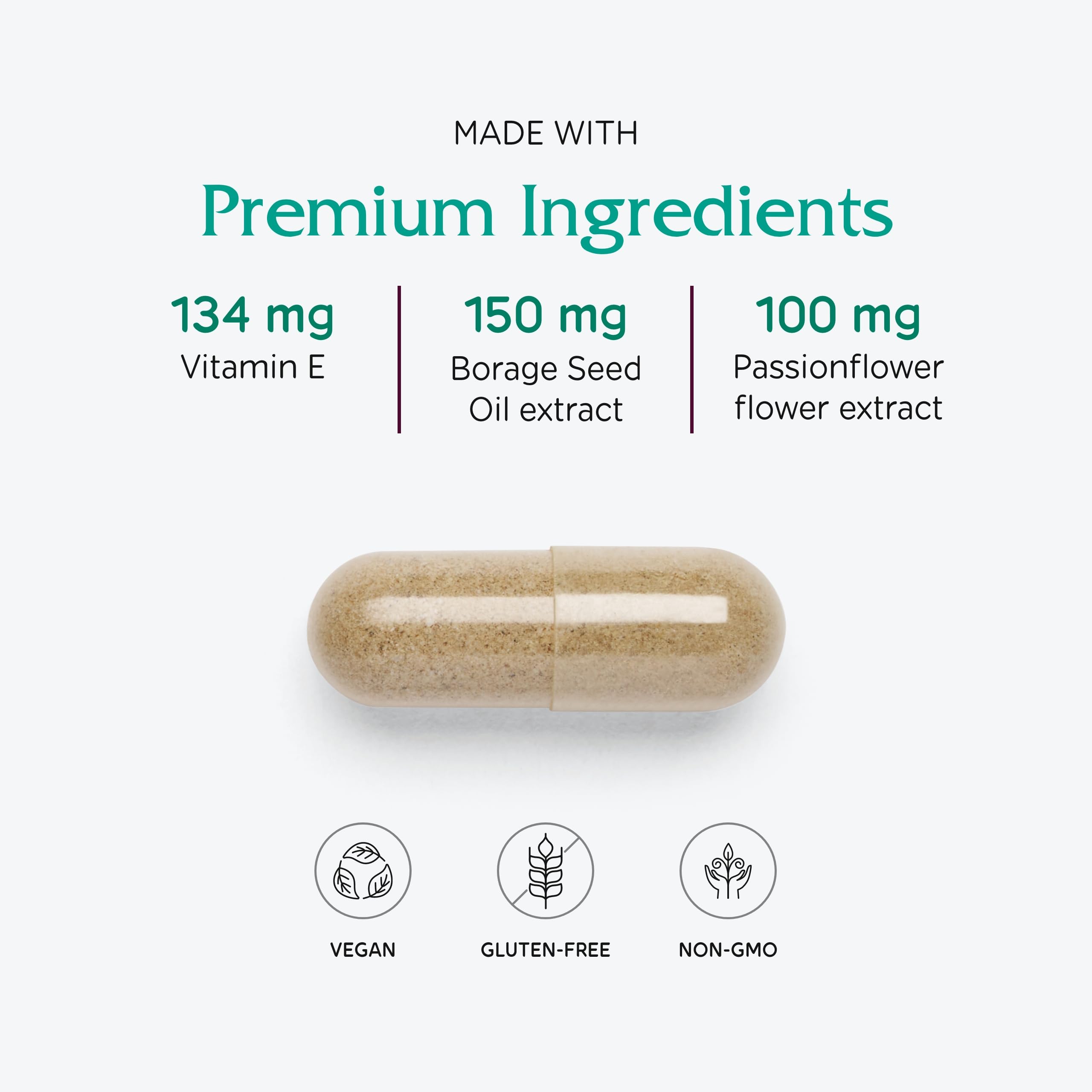 Vitanica Phase I tablets stack illustrating daily supplement for menstrual wellness.
