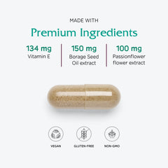 Vitanica Phase I tablets stack illustrating daily supplement for menstrual wellness.