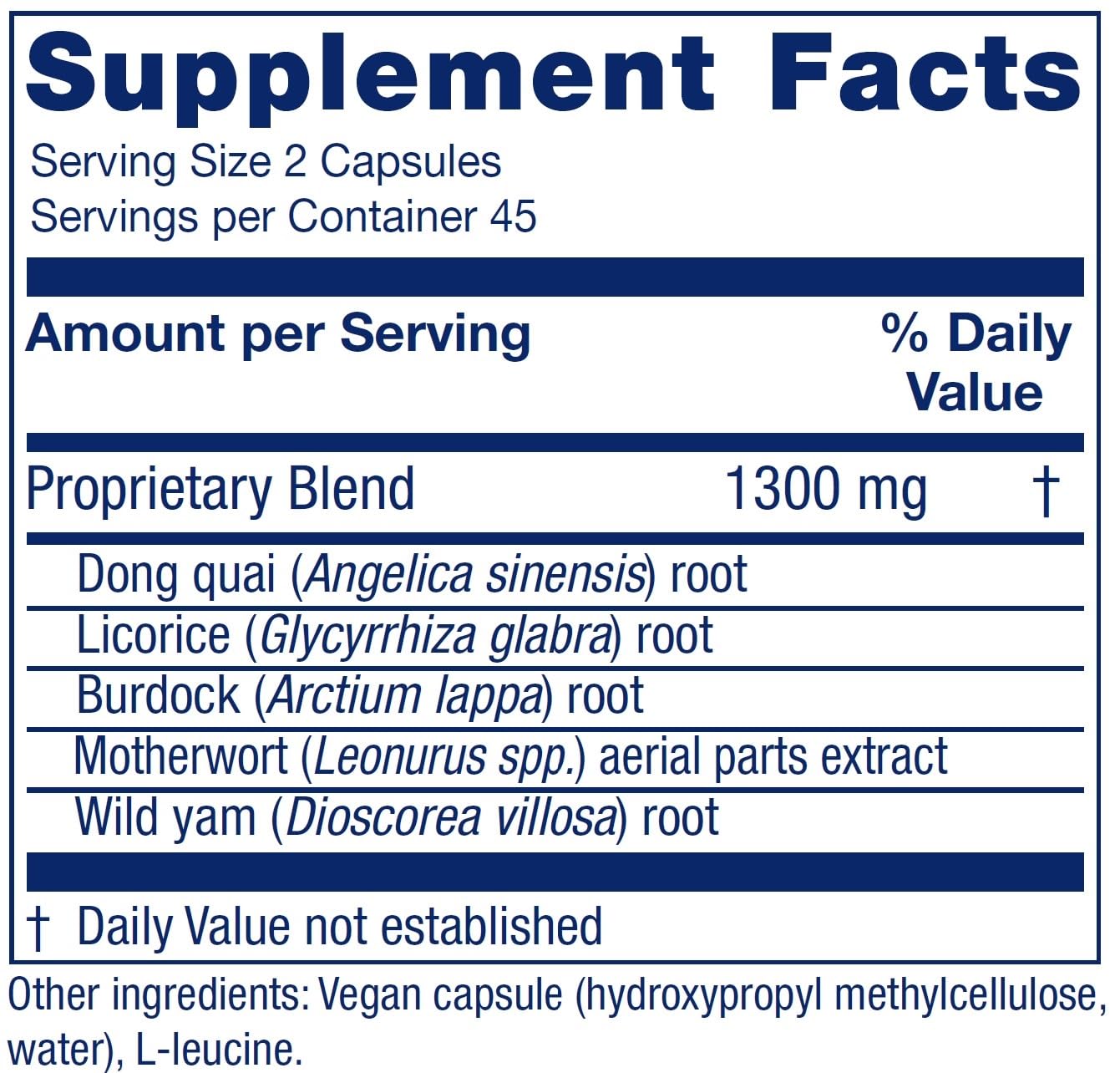 Vitanica Women's Phase II bottle label close-up showing organic, non-GMO herbs for balance