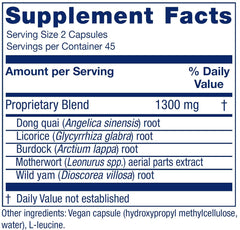 Vitanica Women's Phase II bottle label close-up showing organic, non-GMO herbs for balance