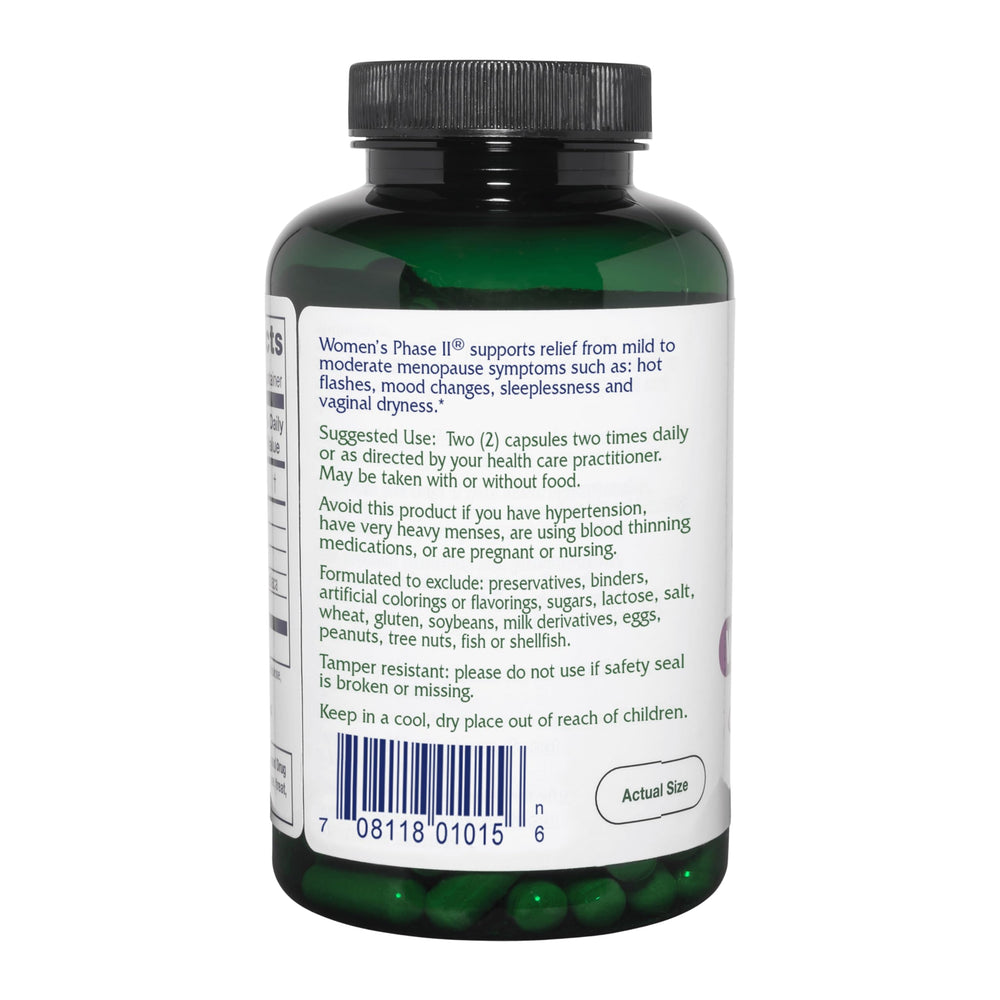 Vitanica Women's Phase II capsules image highlighting plant-based menopause support in daily use