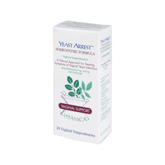 Vitanica Yeast Arrest new formula packaging highlighting natural ingredients for vaginal comfort.