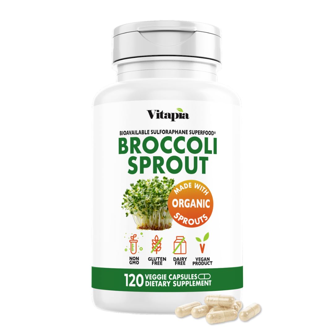 Vitapia broccoli sprout capsules pack on a clean surface for easy daily wellness.