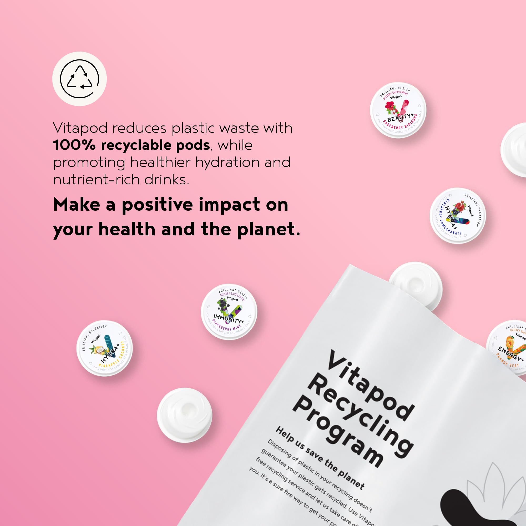 Vitapod daily-use setup with a seven-pod pack for a single routine.