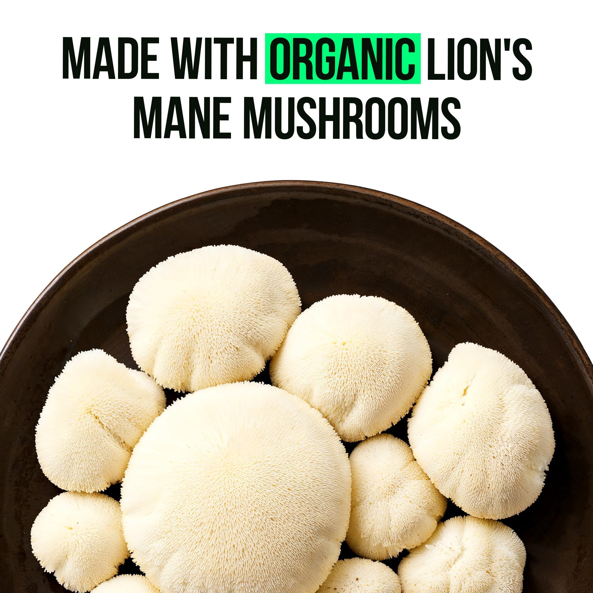 VitaRaw Organic Lions Mane powder extract image showing pure mushroom source for cognitive wellness