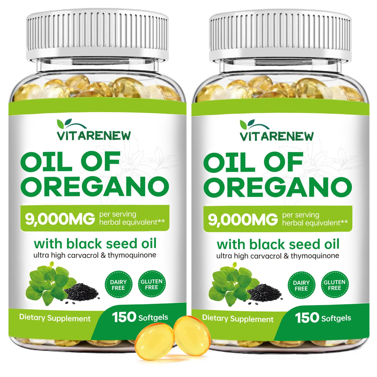 VITARENEW oregano oil softgel bottle ready for daily use