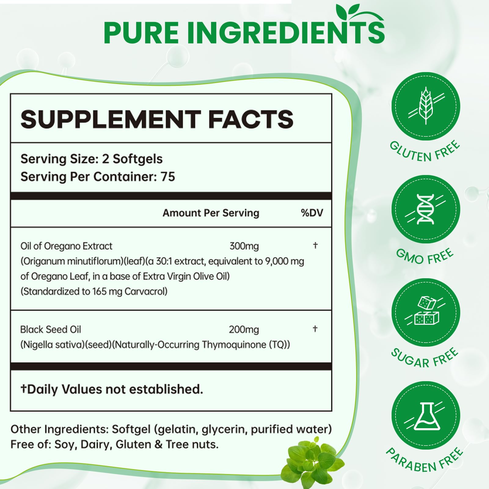 VITARENEW organic oregano oil label highlights clean formulation