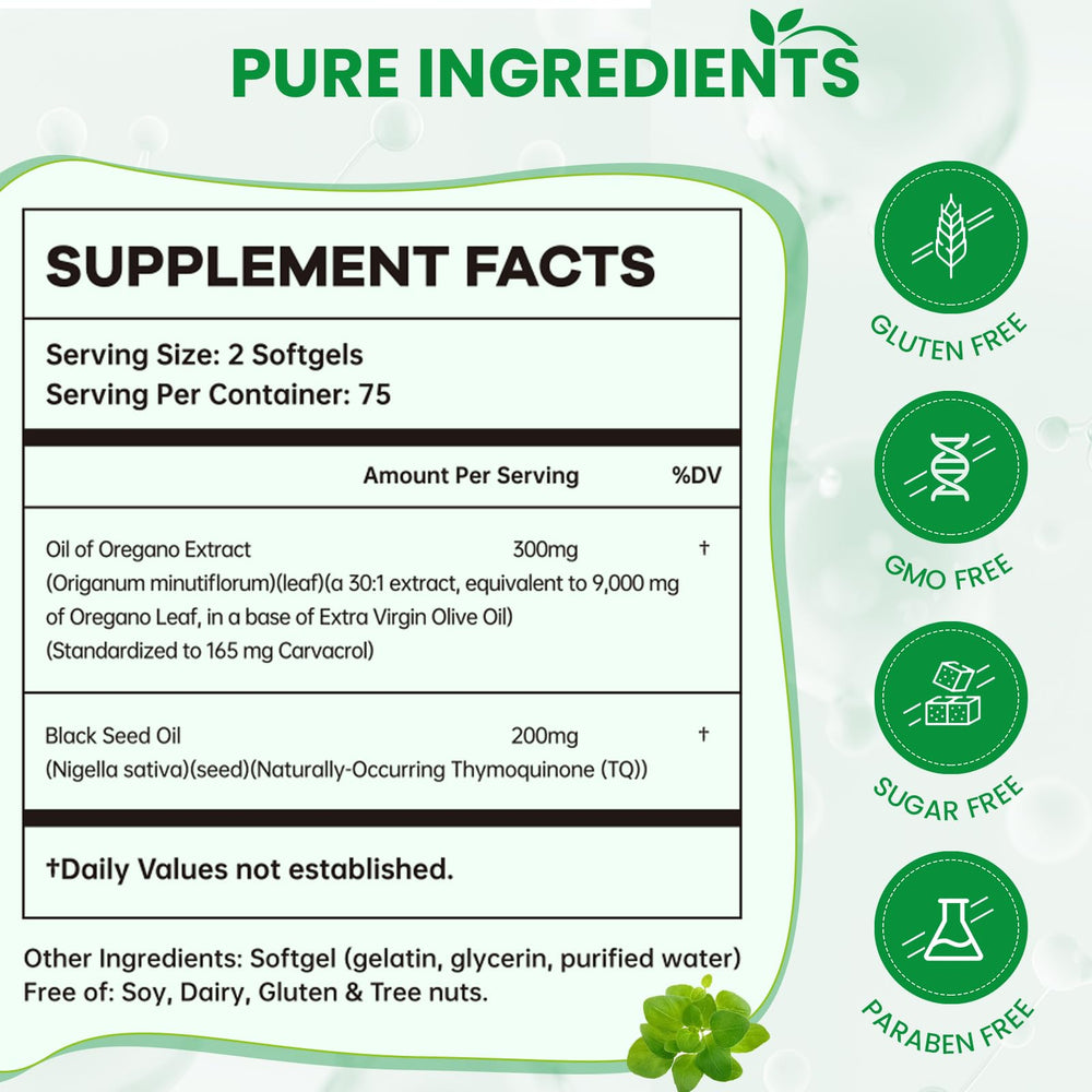 VITARENEW organic oregano oil label highlights clean formulation